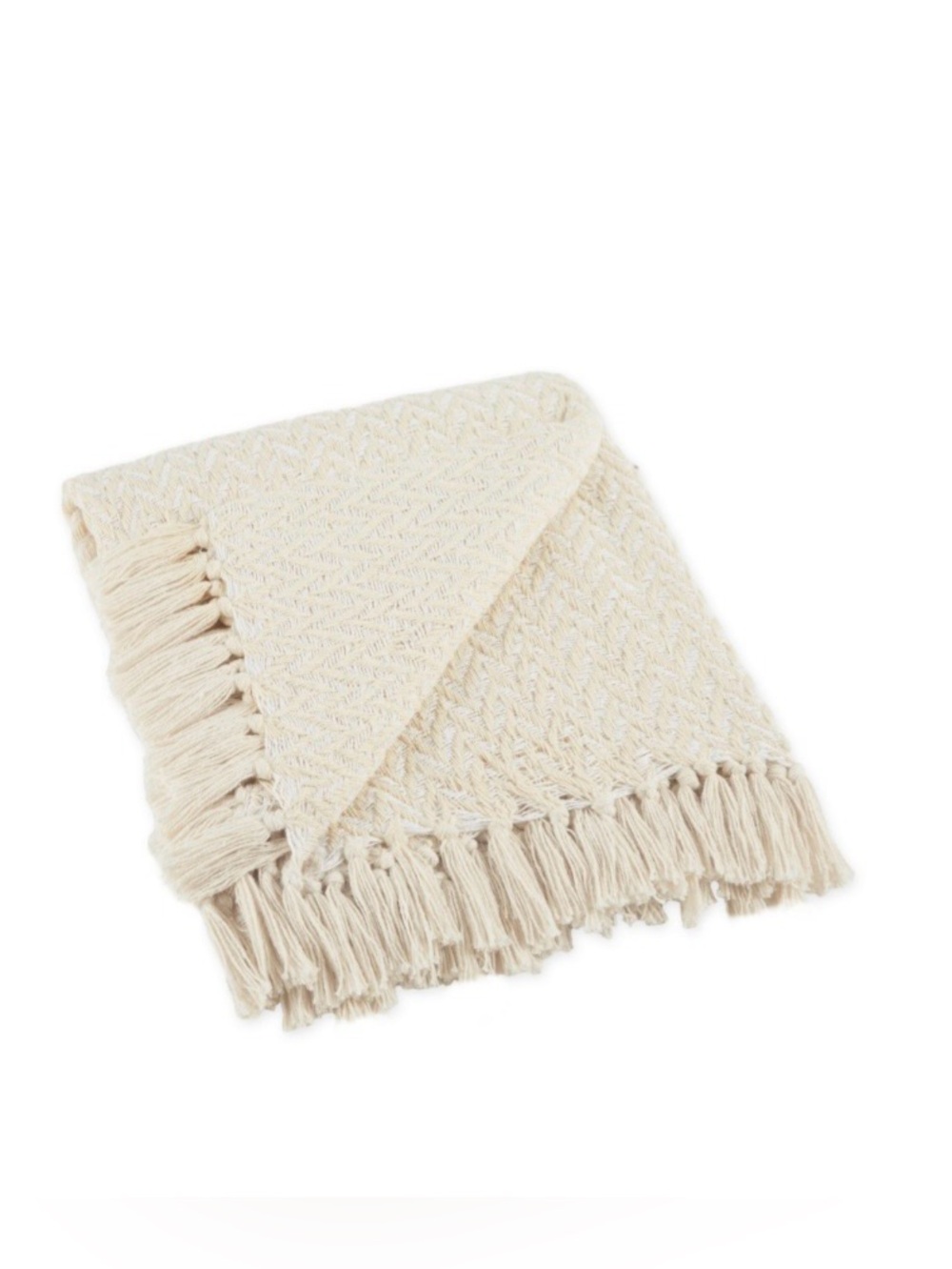 Rustic Boho Geometric Throw 100% Cotton - NATURAL